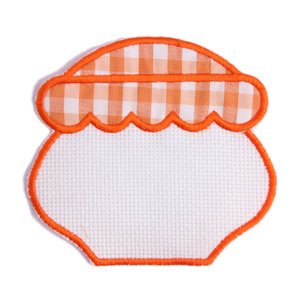 Living Badges Vajilla Tarro Miel Cuadrilé Blanco y Naranja