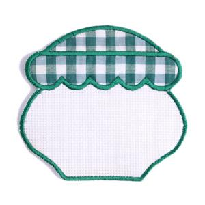 Emblemas Living Louça Frasco de Mel Branco e Verde Quadrilé