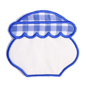 Emblemas Living Louça Frasco de Mel peq. Branco e Azul