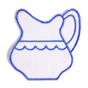 Emblemas Living Louça Jarro Branco e Azul