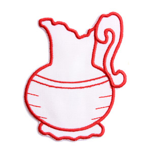 Emblemas Living Louça Jarro Pequeno Branco e Grená