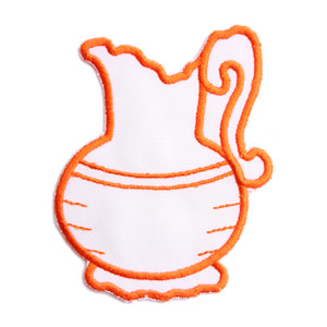 Emblemas Living Louça Jarro Pequeno Branco e Laranja