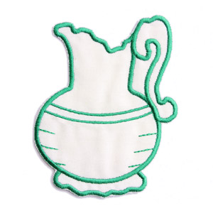 Emblemas Living Louça Jarro Pequeno Branco e Verde