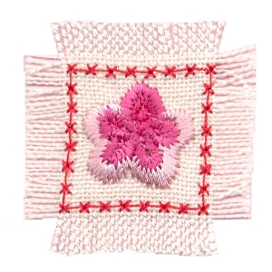 Nature Flower Emblems Rect. shredded with pink flower