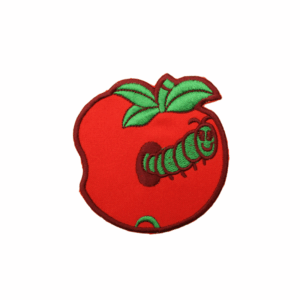 Nature Emblem Fruit Apple with caterpillar