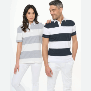 Polo unisex de manga corta a rayas