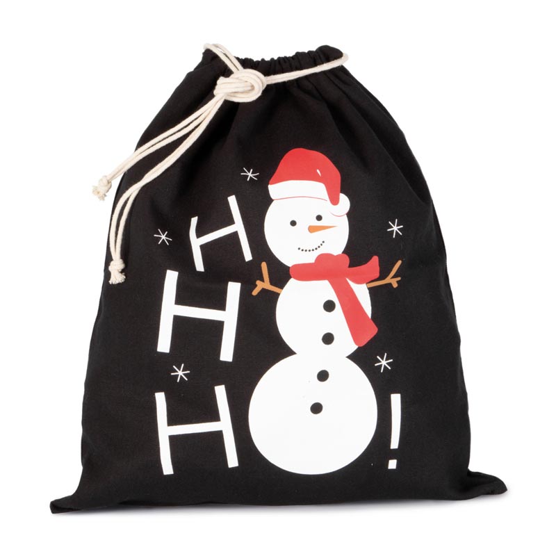 Saco de algodão com cordão, motivo boneco de neve. - Imagen 5