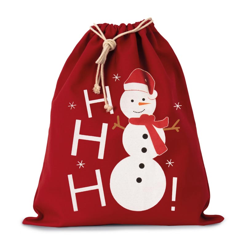 Saco de algodão com cordão, motivo boneco de neve. - Imagen 7
