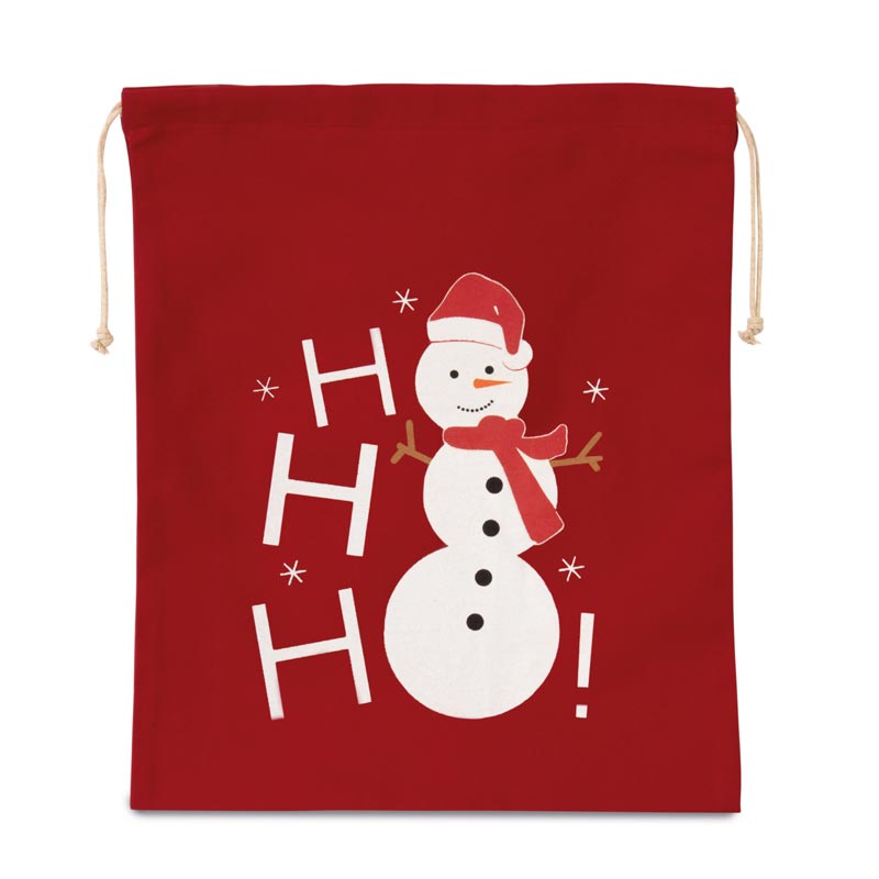 Saco de algodão com cordão, motivo boneco de neve. - Imagen 6