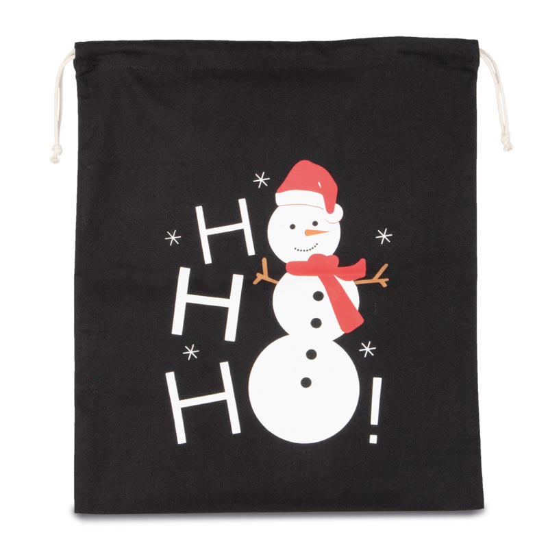 Saco de algodão com cordão, motivo boneco de neve. - Imagen 4