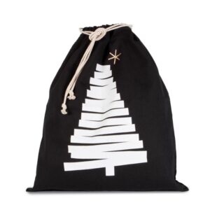 Saco de algodão com cordão, motivo árvore de Natal.