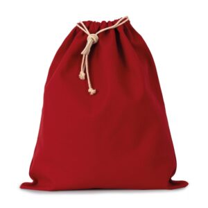 Saco de algodão com cordão.