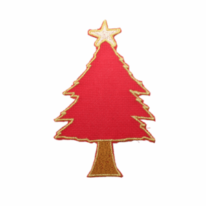 Insignias Vivir Navidad Árbol Cuadrado Rojo