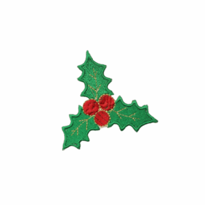 Living Christmas Badges Holly Leaves Heat Adhesive
