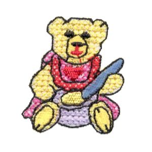 Living Child Teddy Bear Cross Stitch Badges