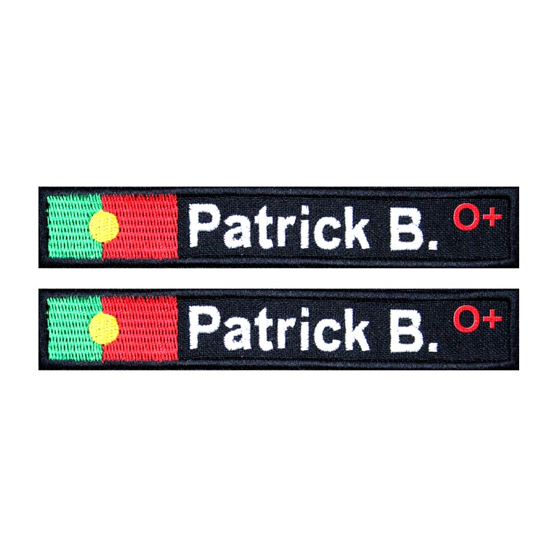 2 X Emblemas iguais Living “Bandeira Portugal, Nome e Grupo Sanguíneo” Adulto