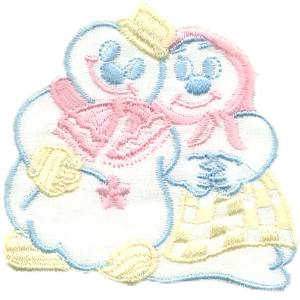 Badge Bonhommes de neige roses Living Child