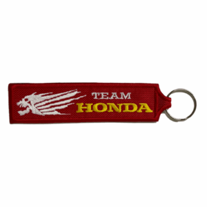 Roter Schlüsselanhänger mit Team Honda-Stickerei