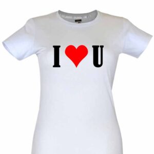 Dia dos Namorados I Love You T-Shirt Branca Senhora